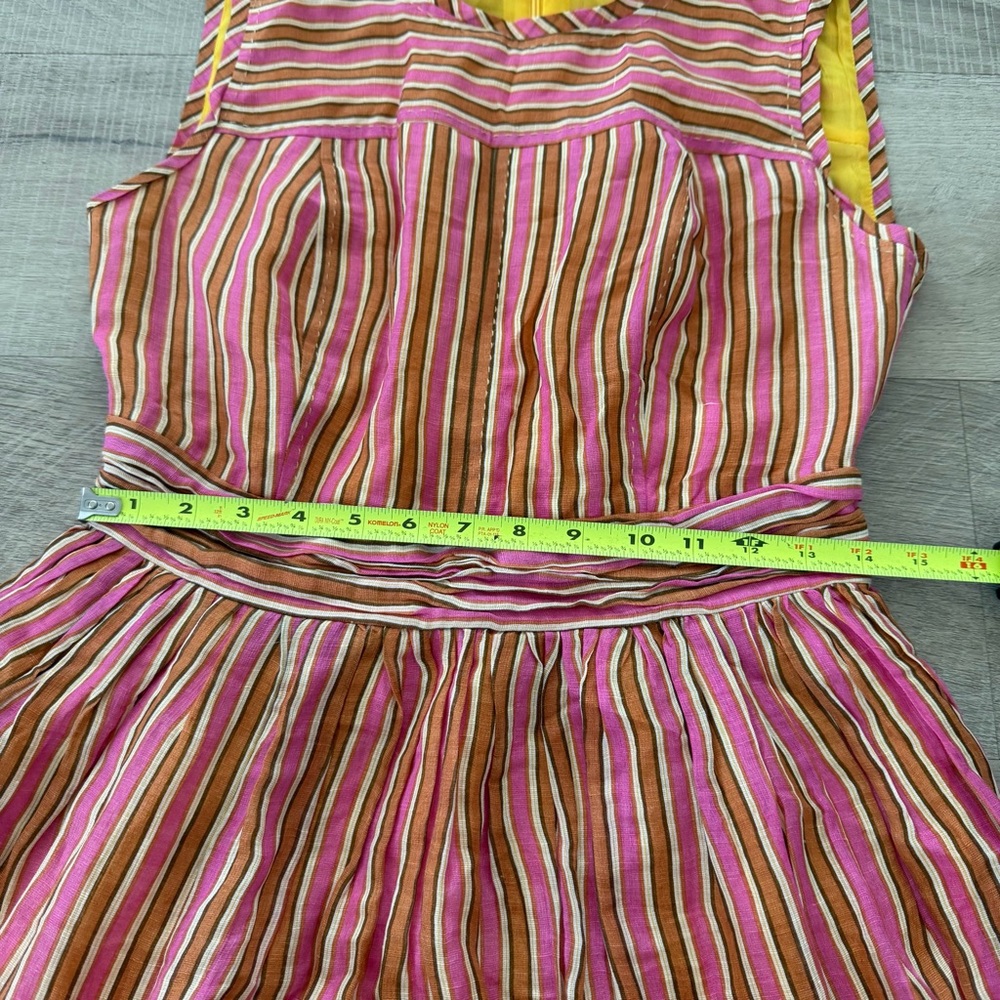 Tory Burch Striped linen silk blend sleeveless Dress, size 6 - Picture 4 of 10